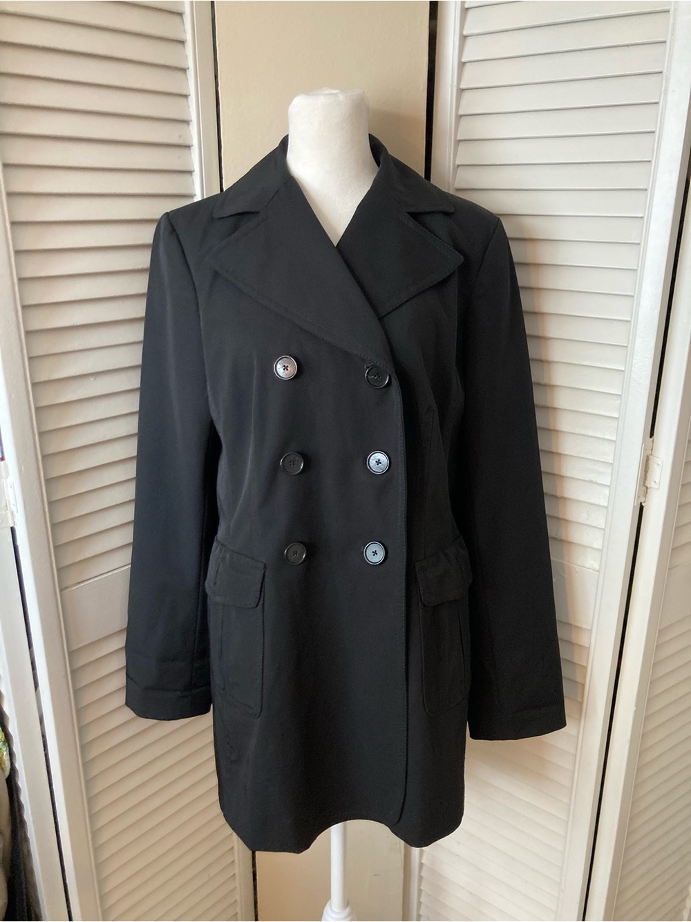 Ann Taylor Black Double-Breasted Peacoat
